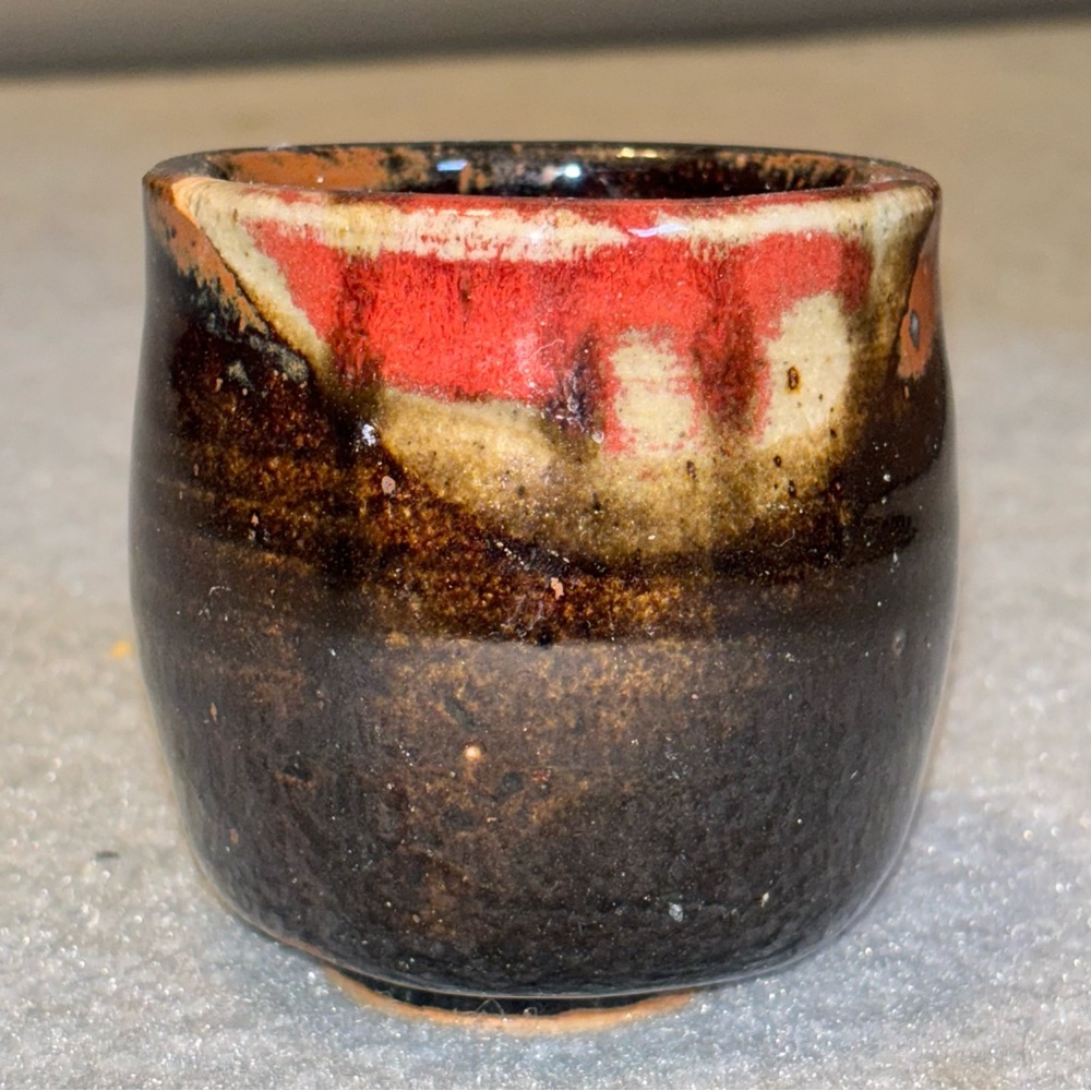Studio Art Drip Glaze Pottery Cup Signed BEAUTIFUL